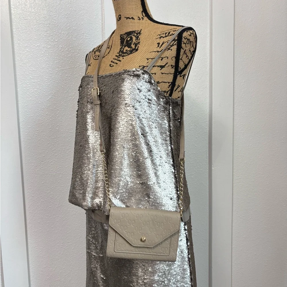 Nine West Metallic Silver and Beige Crossbody Bag